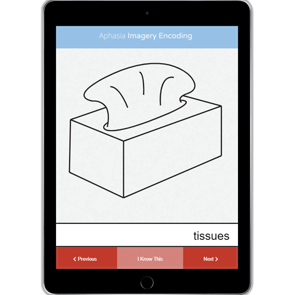 Aphasia app on an ipad.